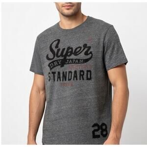 Superdry Japan Men's Heather Gray T-Shirt w/ Velvet Applique Graphic 2XL US L/XL